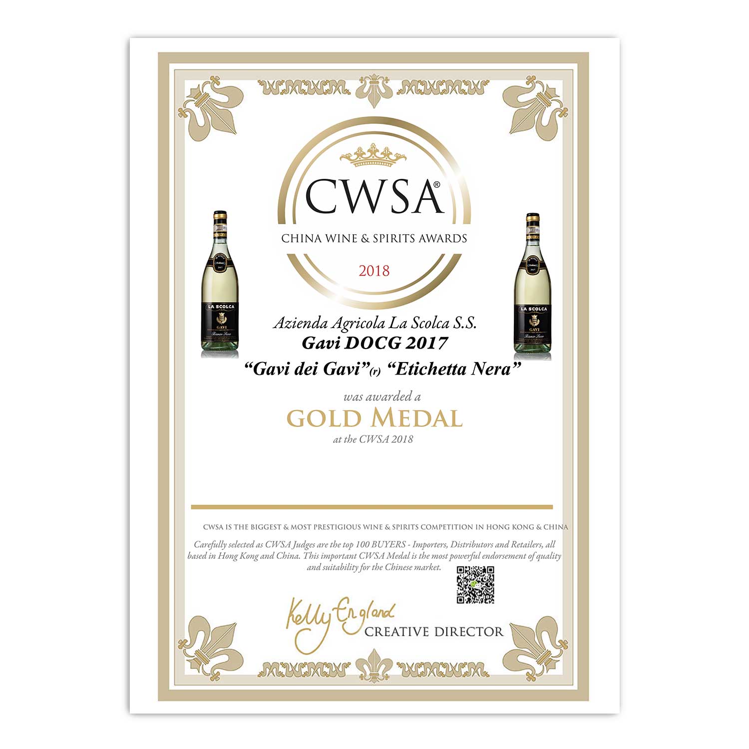 China Wine & Spirits Awards 2018 Black Label 2017 - La Scolca Gavi Dei Gavi